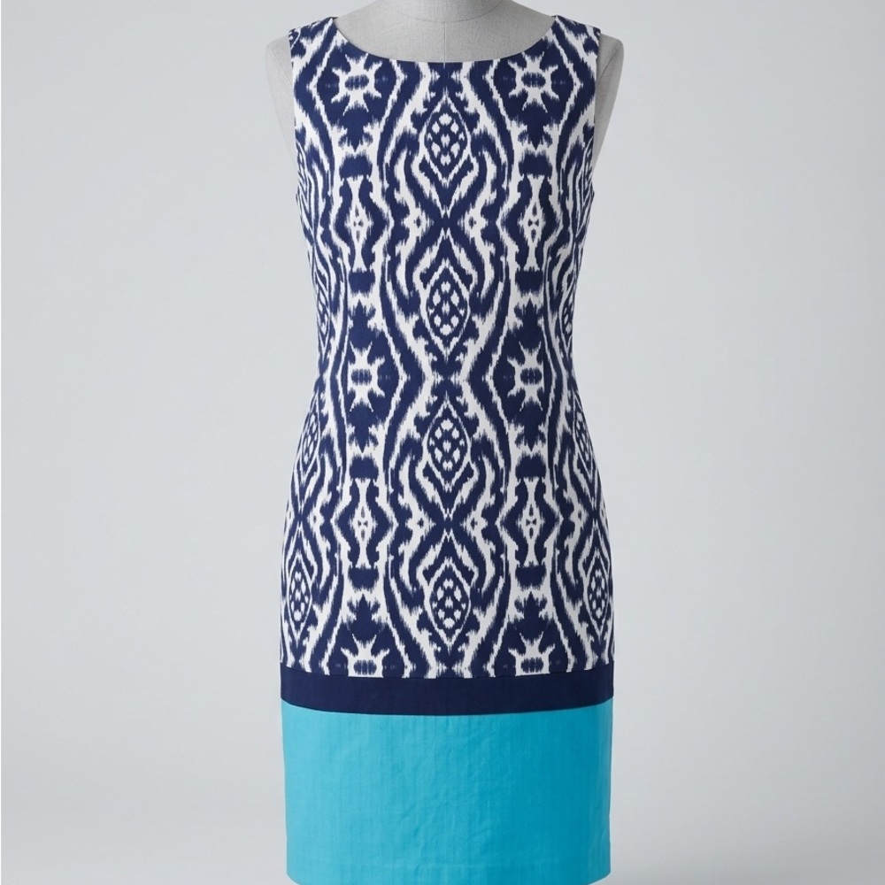 Anne Klein Navy and White Patterned Dress